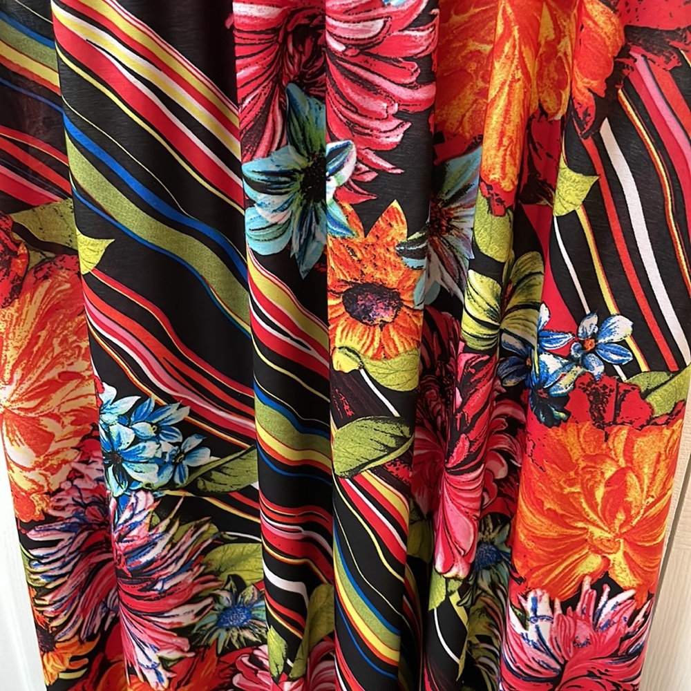 Just Love Sleeveless Wide Shoulder Straps w/ Ties, V-neck Floral Maxi Dress - Picture 6 of 6
